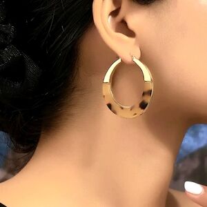 Leopard Acrylic & Goldtone Hoop Earrings
